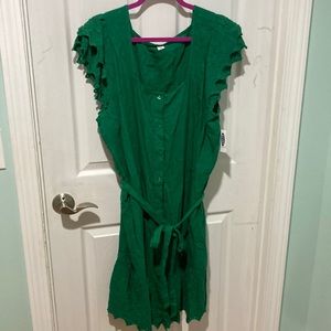 Old navy green embroidered dress